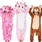 Комбинезон-кигуруми детский, пижама с единорогом для мальчиков и девочек, зимняя Пижама с животными, львом, детская одежда для сна для подростков 4, 6, 8, 10, 12 лет