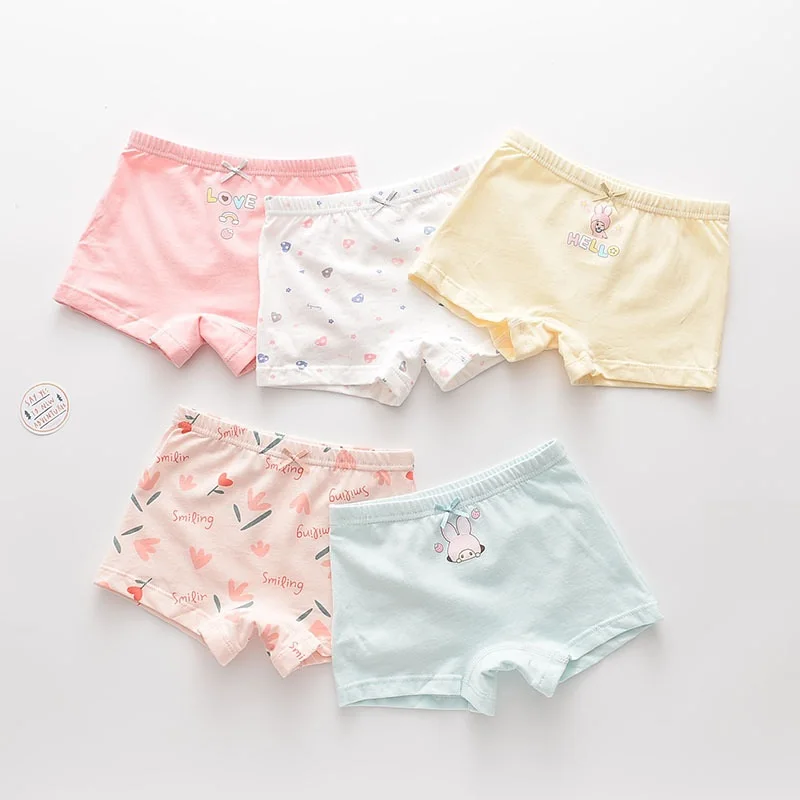 

new free shipping students high quality girl boxer shorts panties kids cartoon cotton children underwear 1-8year 5pcs/lot