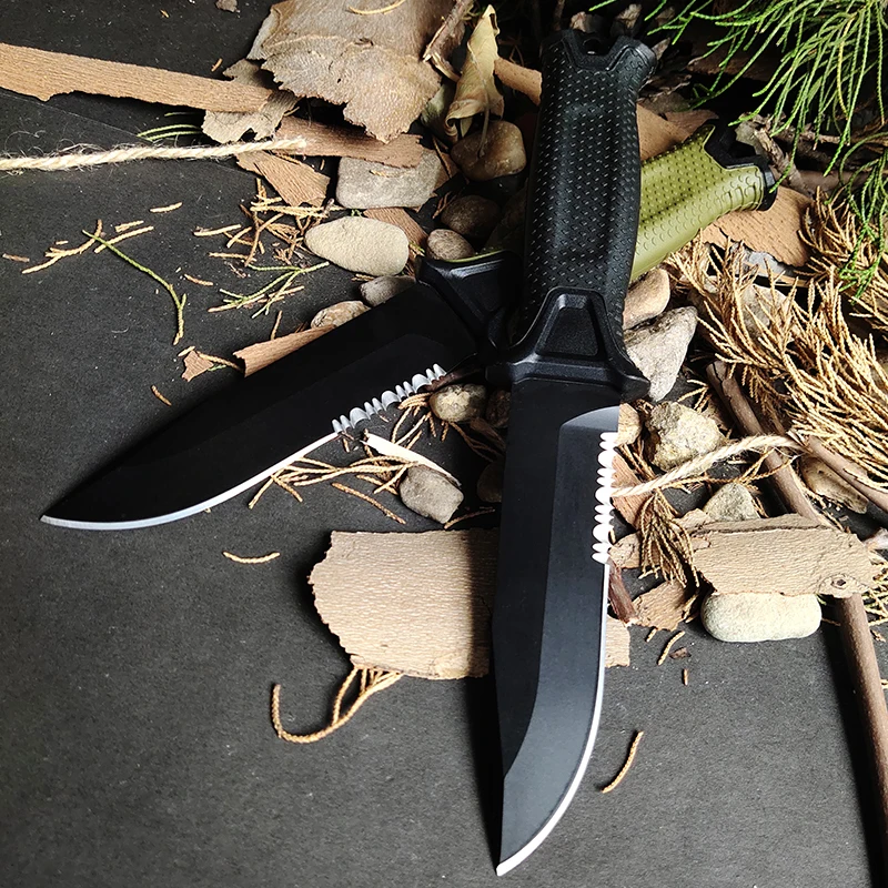 Черный и зеленый фиксированный нож кемпинг охотничий Военный рукоятка из АБС 12C27