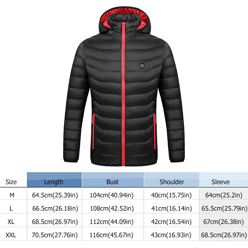 

Casual USB Charging Winter Coat Cotton Front Zipper Smart Heated Jacket Leisure Men Women Hiking Tops Outdoor Body Warmer