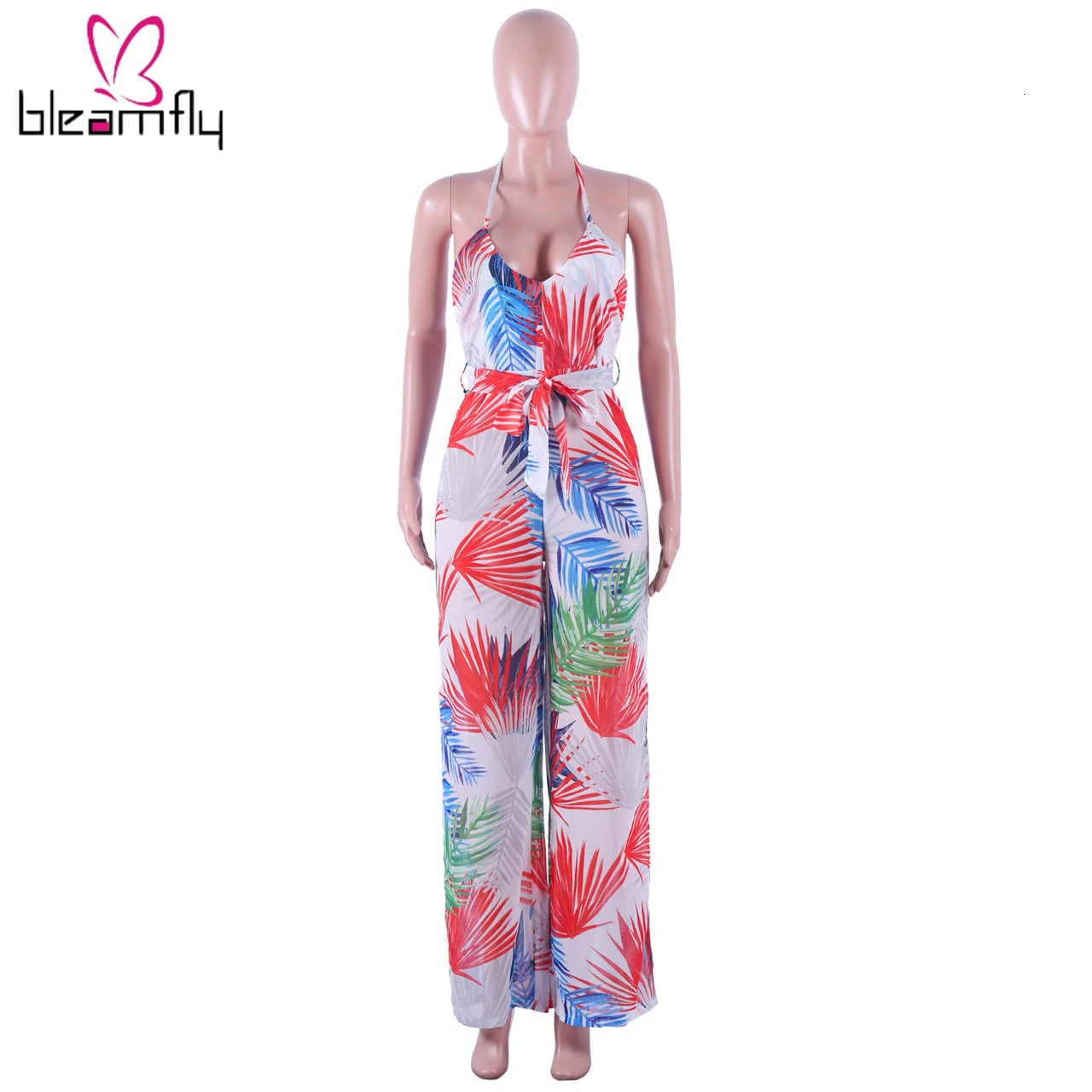2019 женские летние пляжные комбинезоны в богемном стиле с принтом листьев бохо