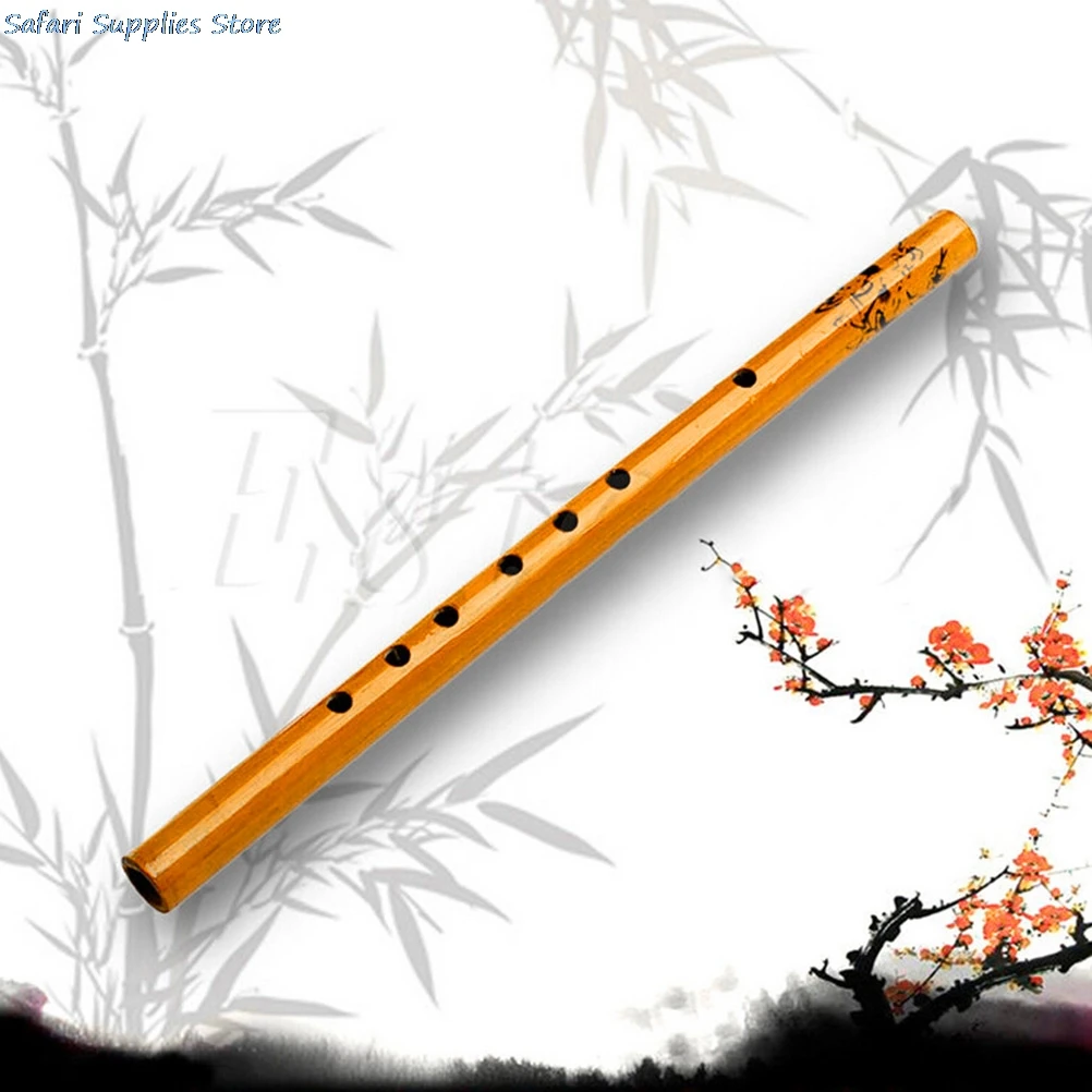 

1PC Chinese Traditional 6 Holes Bamboo Flute Vertical Flute Clarinet Student Musical Instrument Wooden Color For Kids Gift