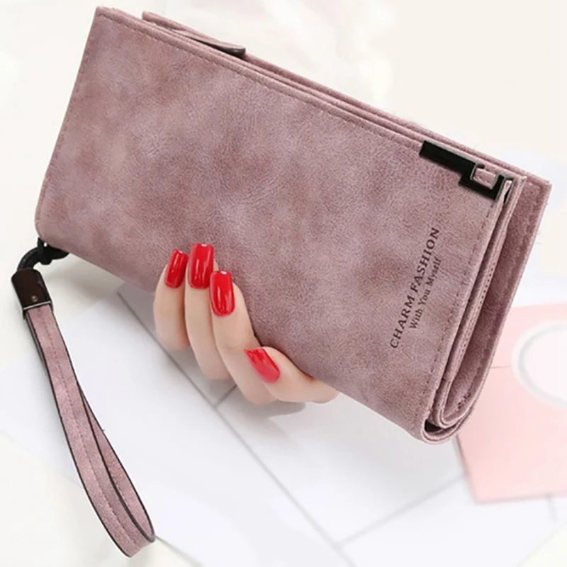 

Hot Sales Brand Wallet Women Scrub Leather Lady Purses High Quality Ladies Clutch Wallet Long Female Wallet Carteira Feminina