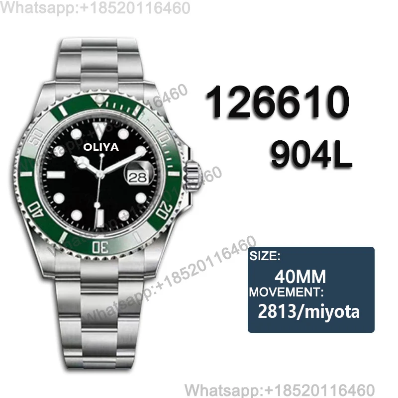 

Часы мужские механические водонепроницаемые из нержавеющей стали, 40 мм, 126610 дюйма