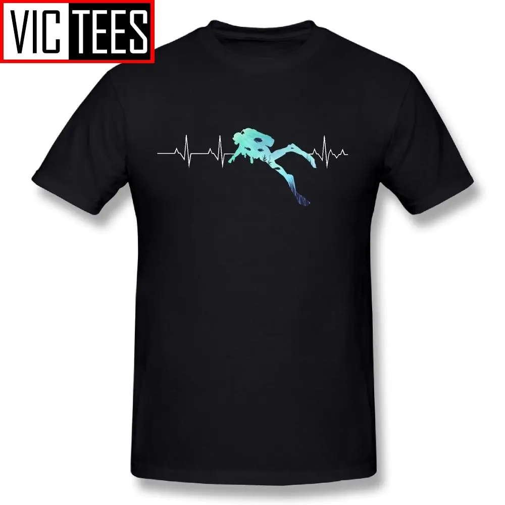 Men Scuba Dive Heart Beat Best Gift for Diver T-Shirts Summers Soft Mens Tee Shirts Pure Cotton T Shirts