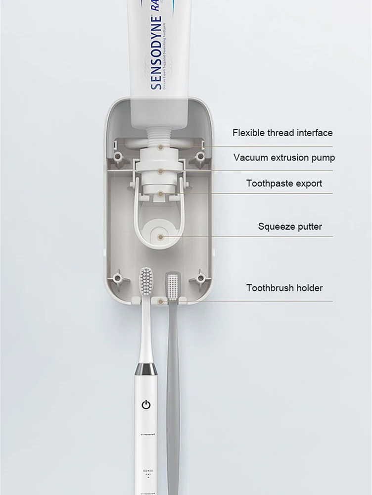 

Plastic Wall Mounted Toothbrush Holder Automatic Toothpaste Dispenser Toothbrush Storage For Toilet Bathroom Accessories