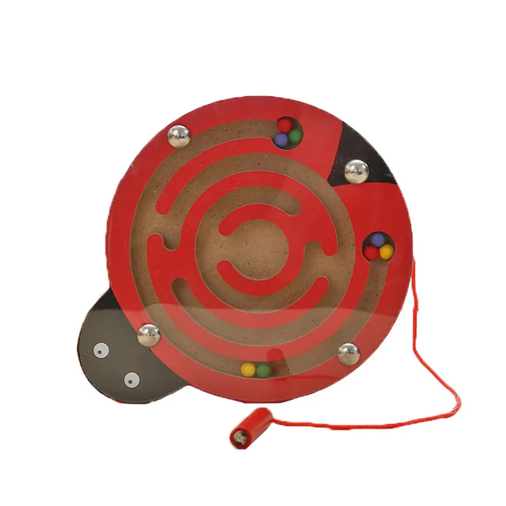 Маленький магнитный транспортный ручка лабиринт мяч игра деревянная детская
