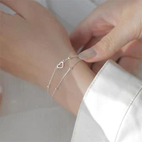 new fashion double layer streetwear bracelet silver color bead chain for women goth bracelet chain on the hand jewelry 2021 kpop
