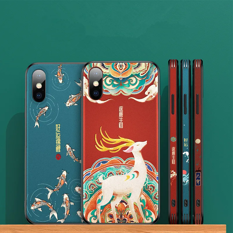 

Кожаный чехол Aixuan для iPhone XS/iPhone XR/iPhone XS Max, чехол для телефона с 3D тиснением в китайском стиле, кожаный силиконовый чехол-накладка