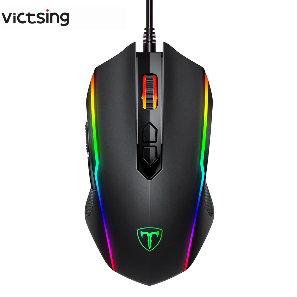 VicTsing Проводная RGB игровая мышь 8 программируемых кнопок 7200 dpi Регулируемая оптическая игровая мышь эргономичная мышь с кнопкой огня
