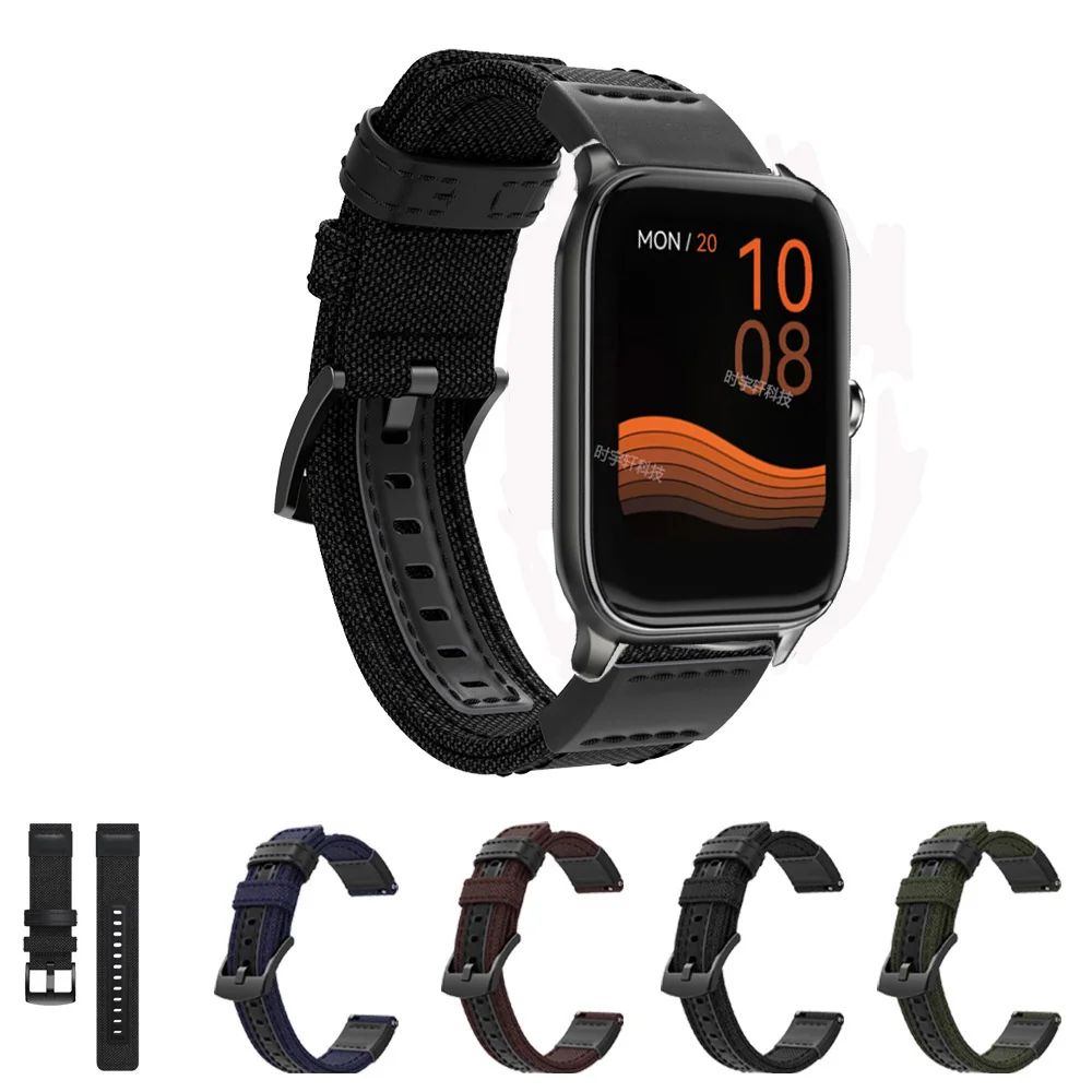 

22mm Nylon Leather Strap For Haylou GST Smart Watch Man Women Watch Replacement Wristband For Haylou LS05S LS04 Sport Bracelet