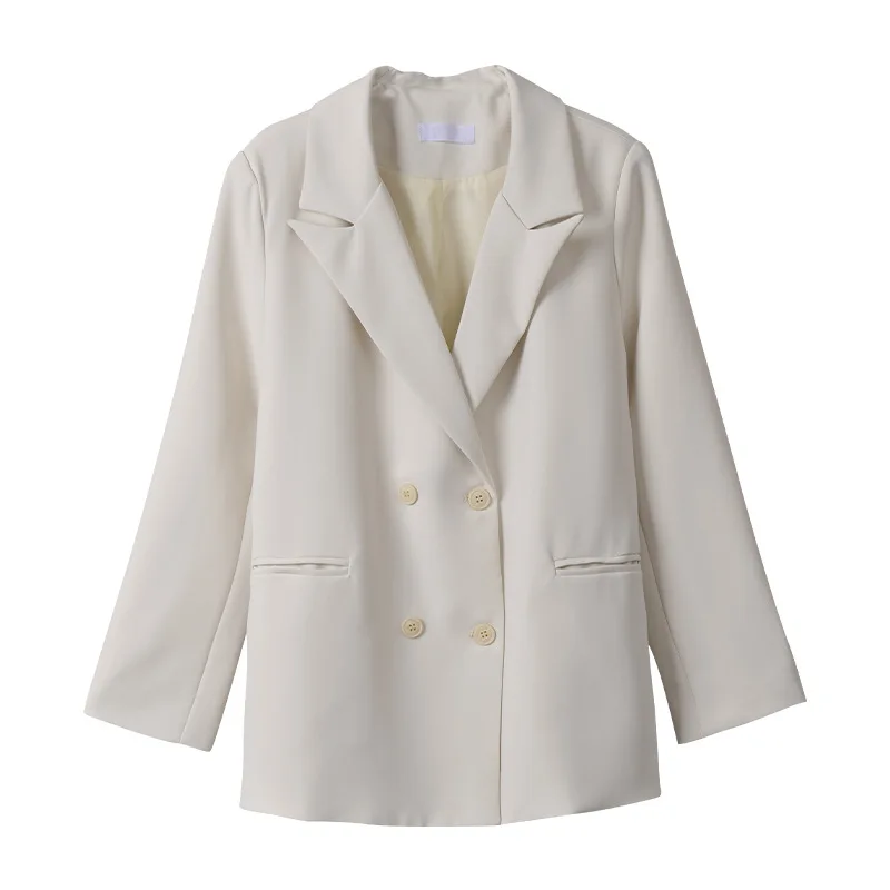 

TVVOVVIN Korean Style 2021 Spring New Loose Casual Women Tops Long Sleeve Double Breasted Straight Solid Color Coat XCOI