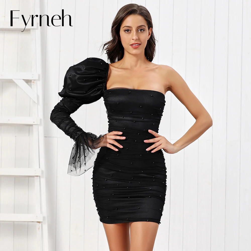 

Элегантное Трендовое атласное платье Fyrneh с длинным рукавом и рюшами, свадебное платье, вечернее платье, сексуальное платье с бисером