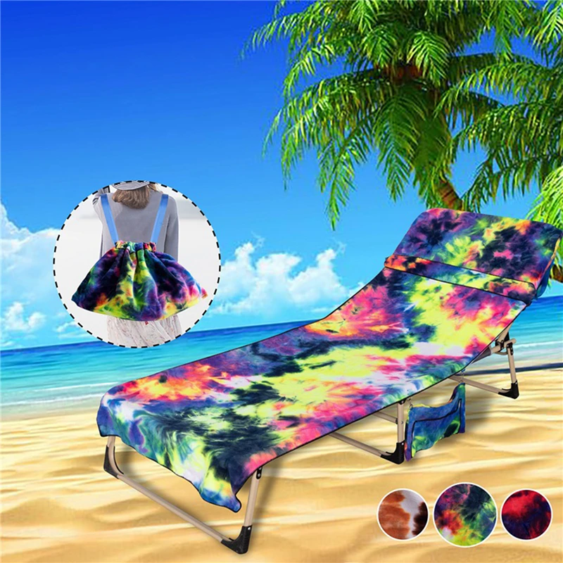 

New Storage Beach Towel Recliner Set Lounge Chair Beach Towel Cover Microfiber Quick Drying Pool Towel Bath Towels