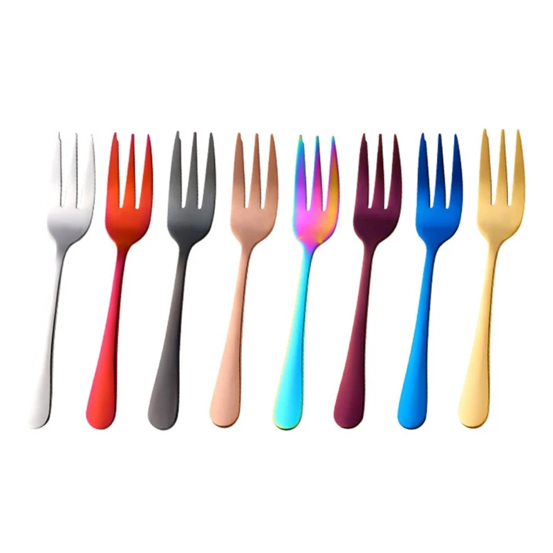 1Pc Dessert Pastry Fork Multicolor Rainbow Stainless Steel C