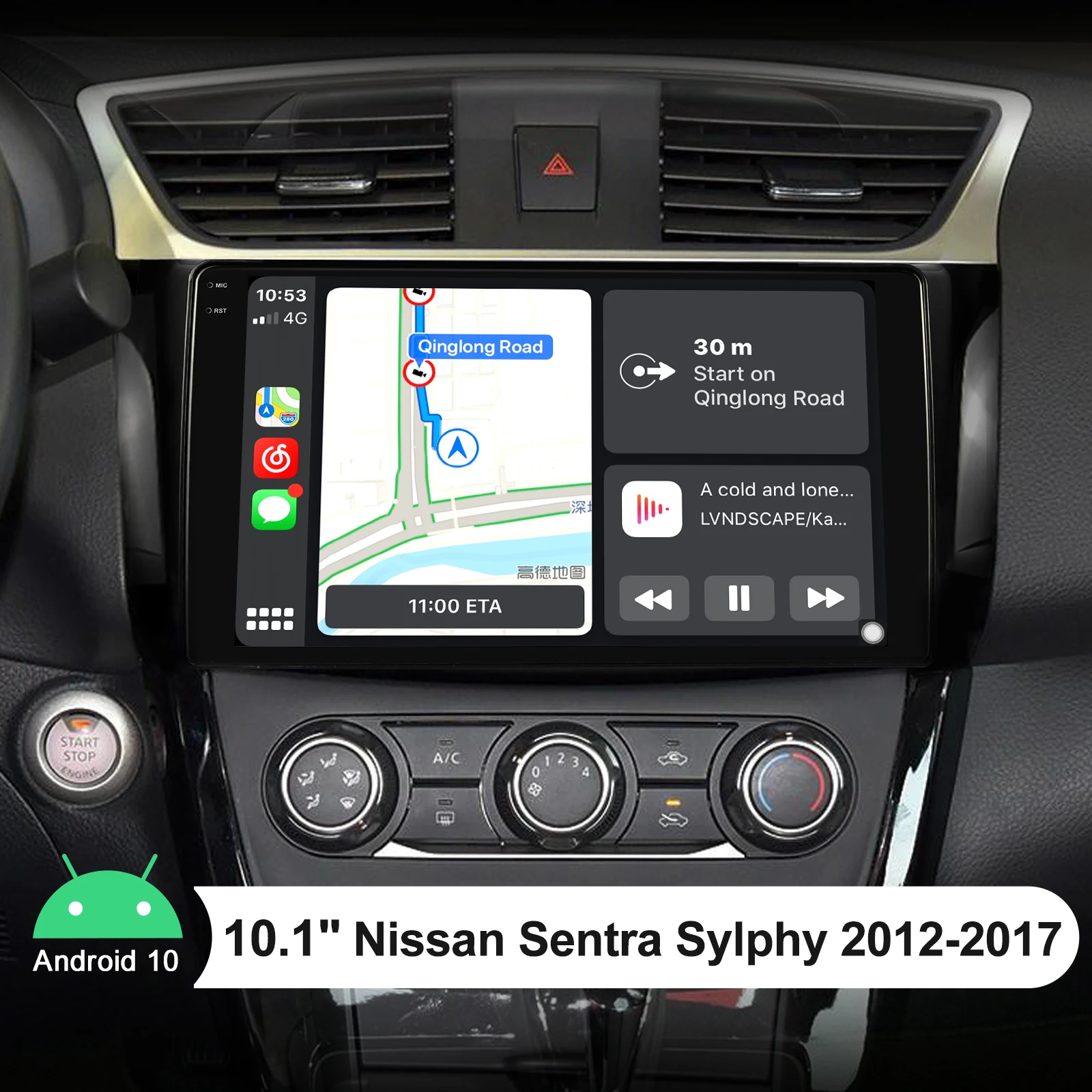 

Radio Tape Recorder Android 10 Car Multimedia Player 10.1" GPS Naviagtion Autoradio Bluetooth For Nissan Sentra Sylphy 2012-2017
