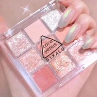 9 color eyeshadow palette shimmer nude shiny makeup glitter pearlescent portable makeup waterproof eye cosmetics sequins