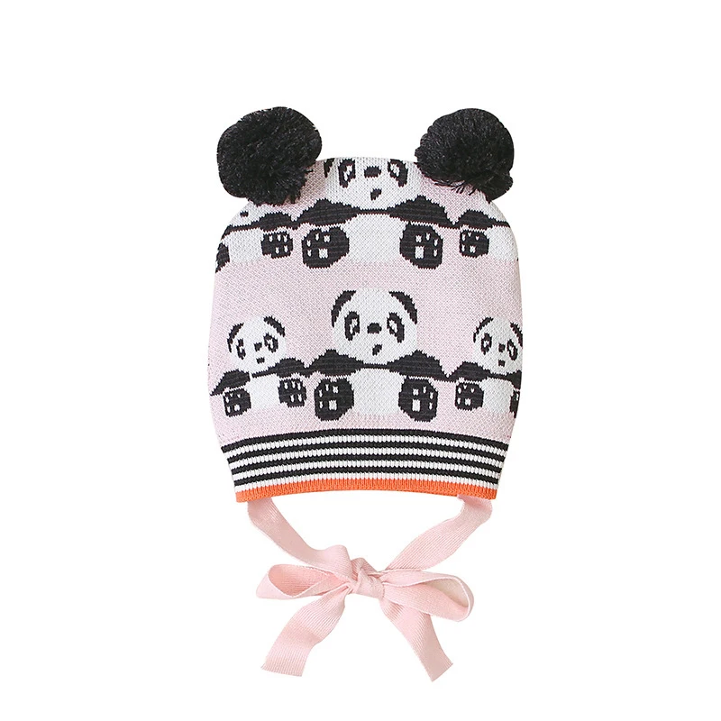 Шапка в клетку для новорожденных зимняя теплая детская шапка вязаная Милая