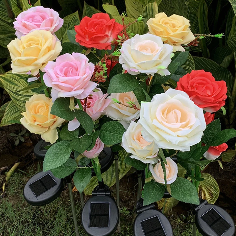 

2021 Outdoor Solar Flower Light Rose Garden Garden Lamp Ground Plug Lawn Light Landscape Light Lawn Light Waterproof Home