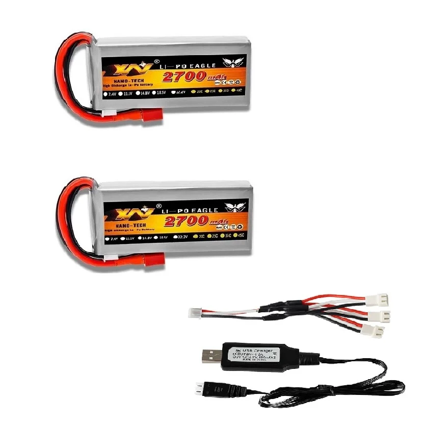 

RC Lipo Battery 2s 7.4V 2700mAh 40C Max 60C /charger For Wltoys 12428 12423 RC Car feiyue 03 Q39 Upgrade parts Battery
