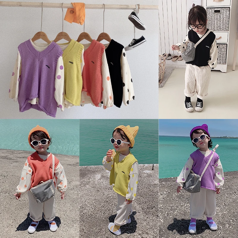 2019 Осенний жилет без рукавов с v образным вырезом для детей ясельного возраста