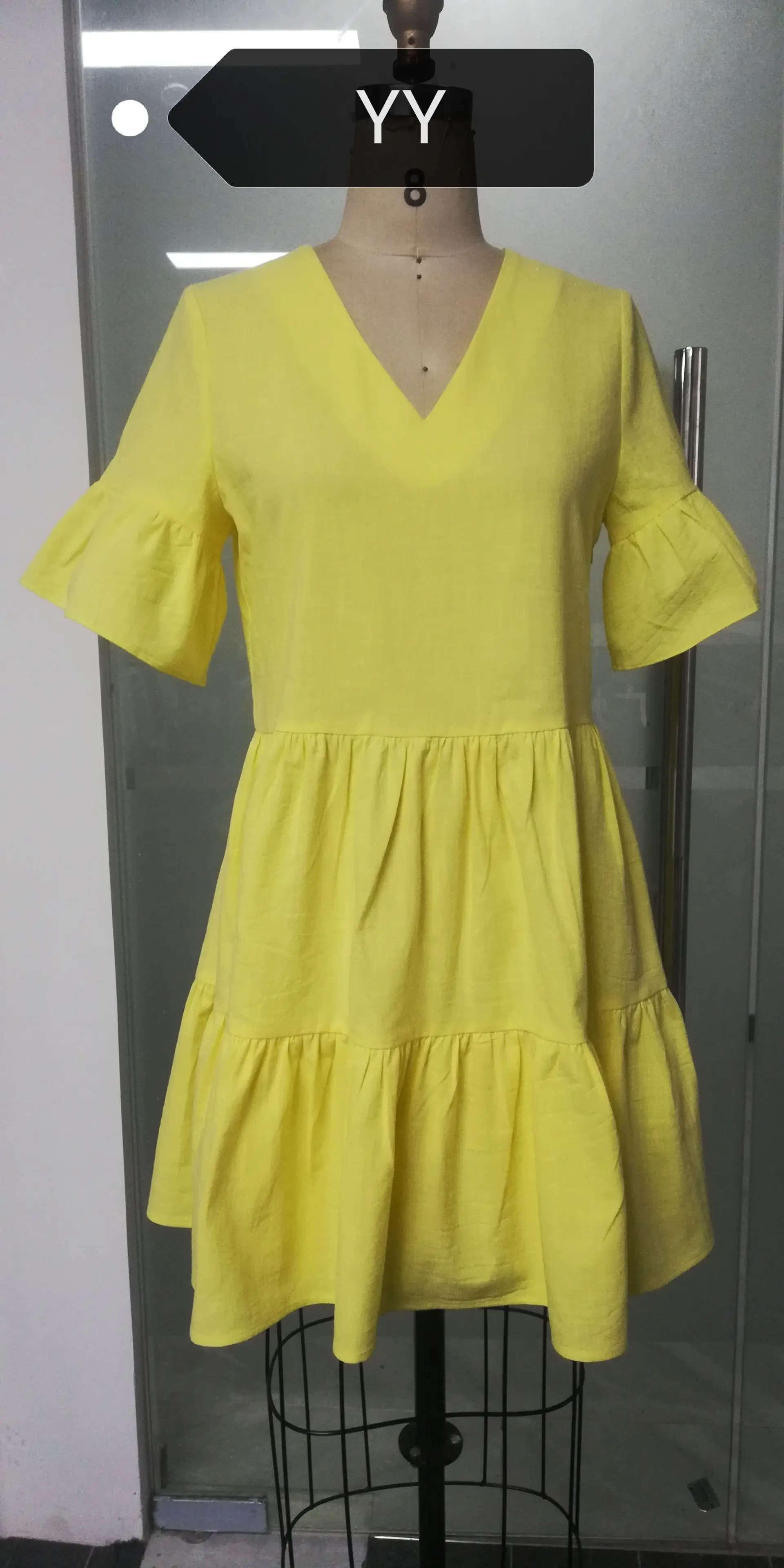 

100% Cotton Solid Elegant V-neck Mini Dress Ruffle Short Sleeve Summer Sundress Black Party Club Vintage Vestidos