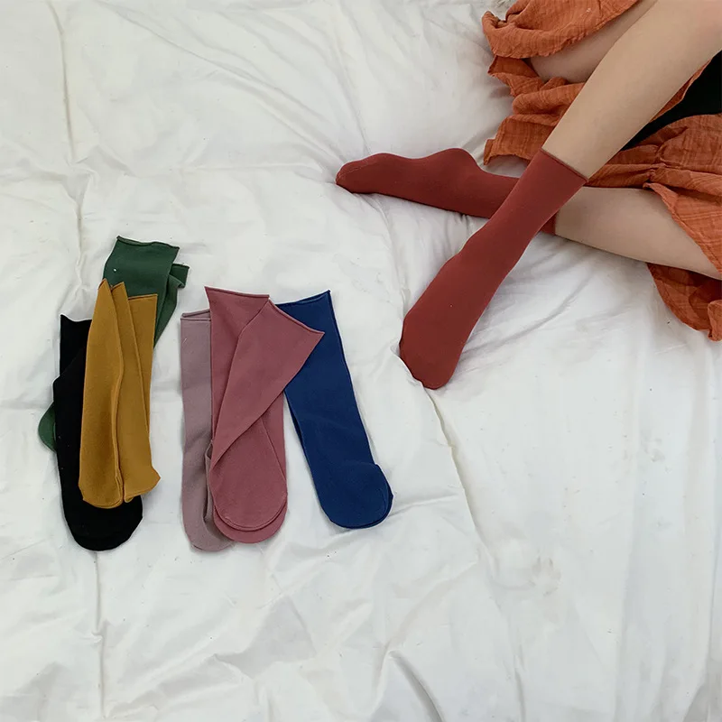 Women Socks 2022 New Fashion Cute Color Socks For Women Cotton Soft Comfortable Korean Style Colorful Slouch Socks Girls Cute