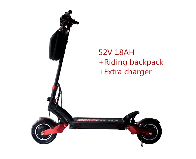 18AH(two charger) Бренд ZERO 10X Высокопроизводительный электрический скутер 52V 18AH/24AH(LG) двойной мотор 1000W* 2, гидравлический, максимальная скорость 65 км/ч - Цвет: 18AH(two charger)