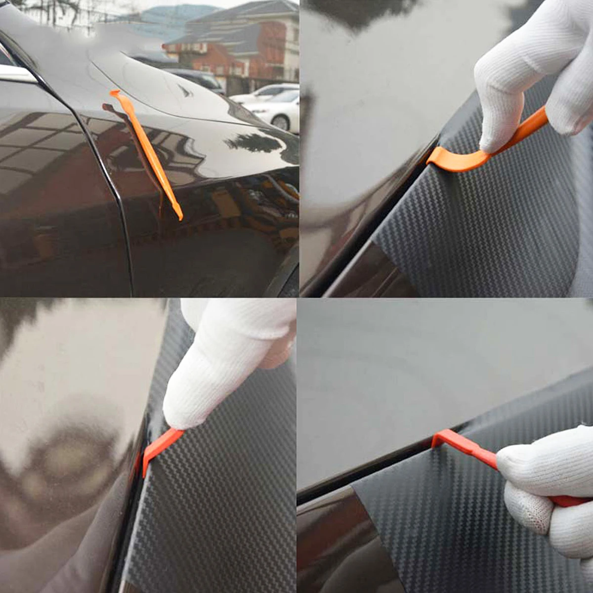 7pcs Carbon Fiber Car Stickers Film Install Stick Magnetic Squeegee Set Tools Vinyl Wrap Scraper Accessories A30 | Автомобили и