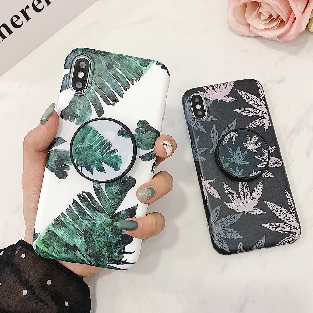 Винтажный чехол LOVECOM с листьями дерева и держателем для телефона iPhone 12 Mini 11 Pro Max XR X