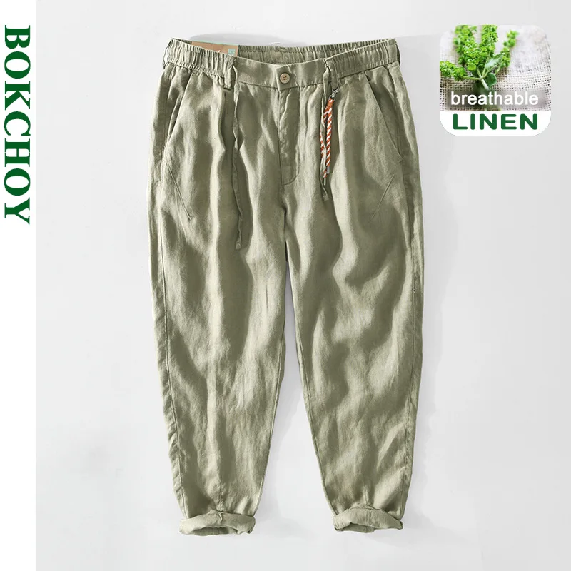 Новинка 2021 весенне летние мужские брюки из чистого льна тонкие дышащие конопли