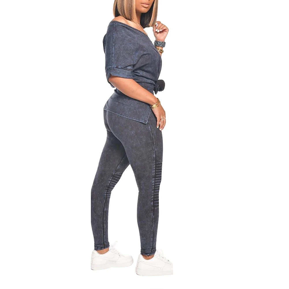 

2020 Women Sets Sportwear Short Sleeve Top Long Pants Tracksuit Sets Club Outfits Running Two Piece Sutis Women's Clothing