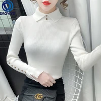 2020 new fashion women white pullovers sweater casual spring autumn women solid color work office pullover slim knitted sweaters
