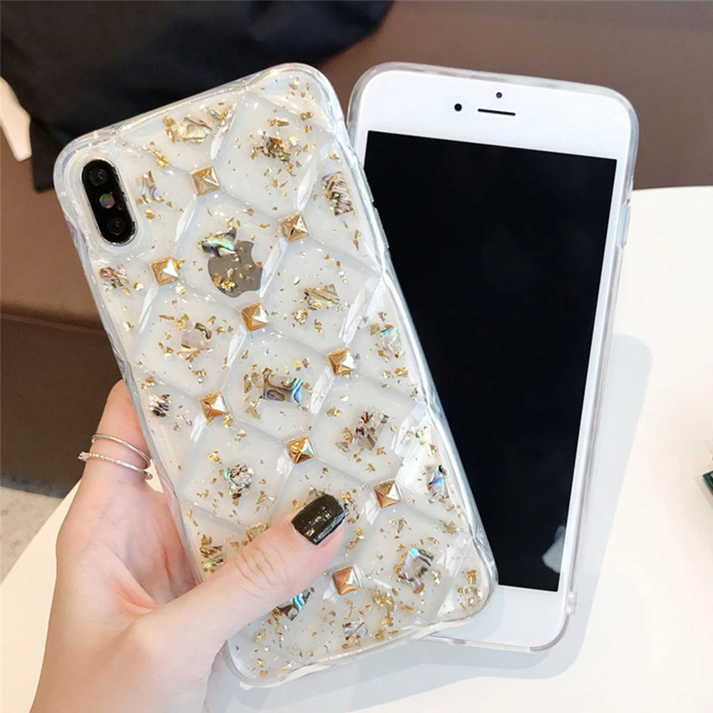 Блестящий ювелирный чехол для iPhone X XS XR эпоксидный Мягкий силиконовый телефона 6S 7