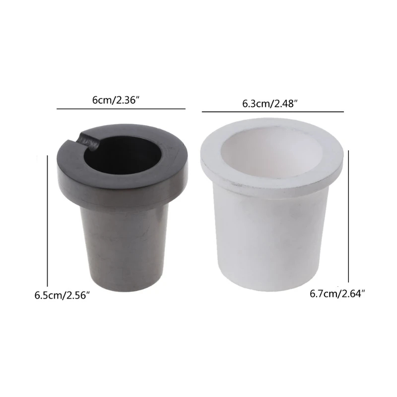 

2Pcs 700g Graphite Crucible Quartz Melting Crucible Cup Kit Gold Silver Furnace Melting Casting Refining Mould Cups Kit