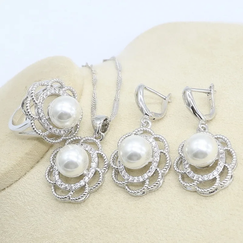 Серьги подвески с белым жемчугом|Ювелирные наборы для невесты| |
