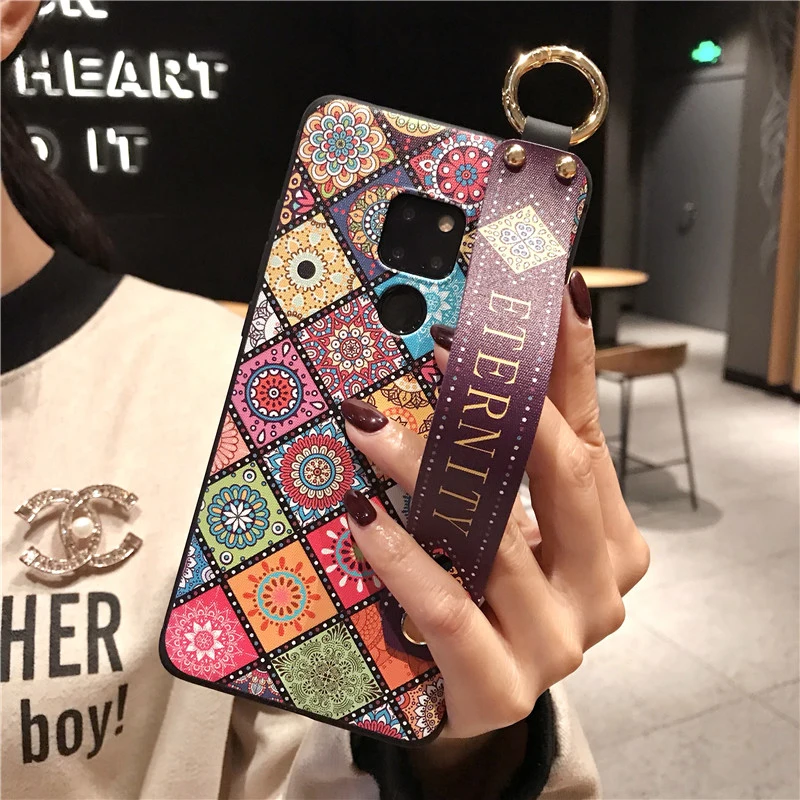 LOVECOM ретро цветочный ремешок чехол для телефона для huawei P20 Lite P30 Lite mate 20 мягкий цветочный корпус держатель телефона задняя крышка