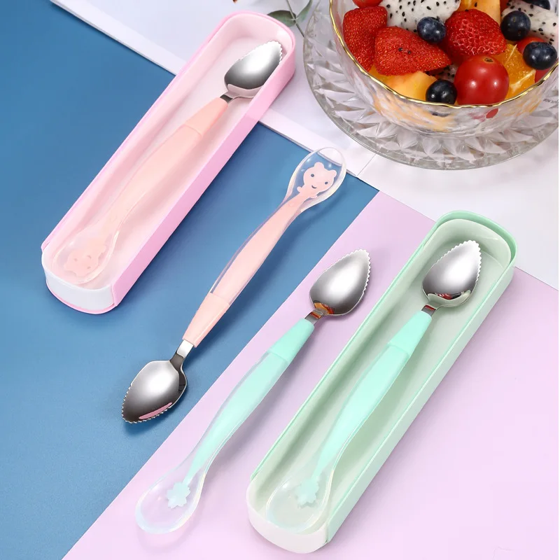 Детская двухсторонняя силиконовая ложка для пищевых добавок детская из