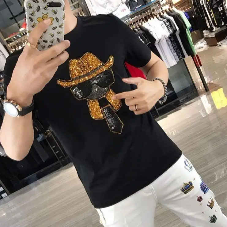 

Trill web celebrity in same social one man short sleeve T-shirt men's summer trendy drills very half sleeve blouse