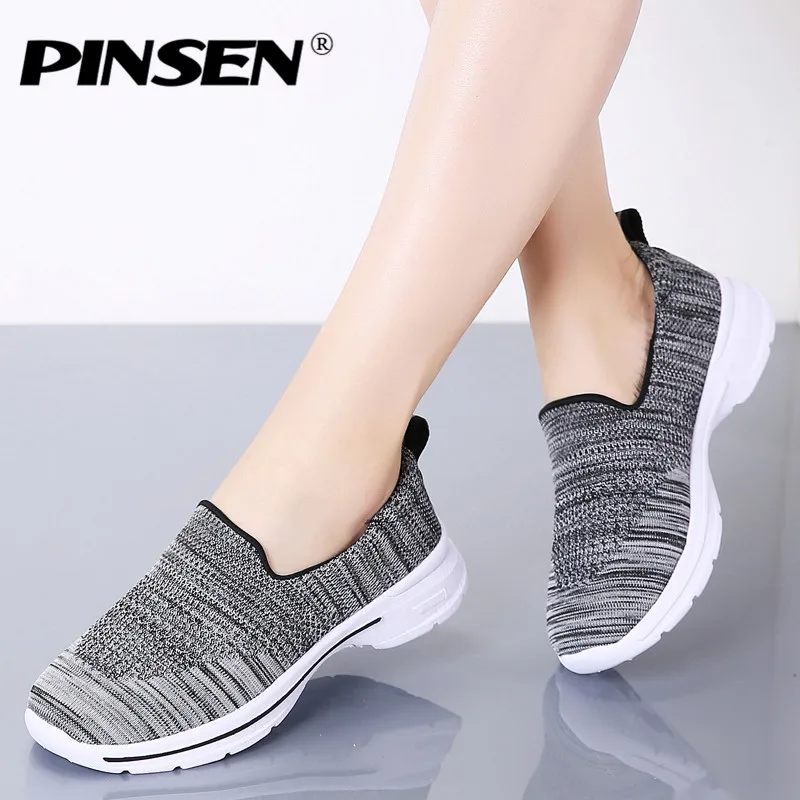 Туфли PINSEN женские сетчатые дышащие кроссовки без шнуровки лоферы Повседневная