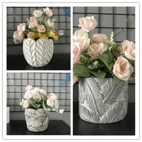 big cement flower pot silicone concrete planter vase molds plaster clay resin craft mould 3d tree leaf candle cake molds