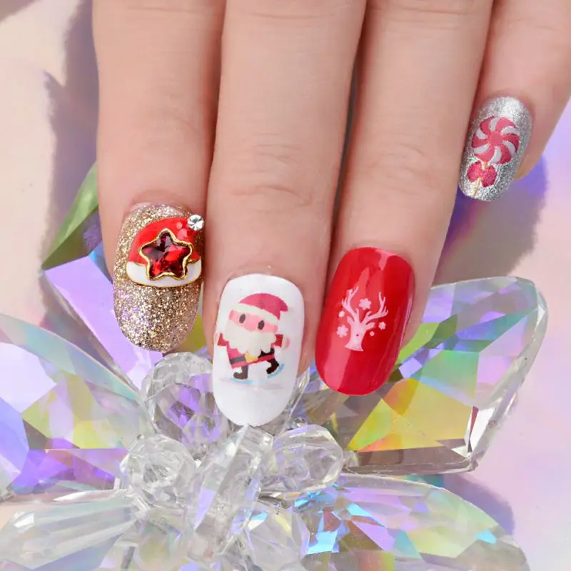 Горячая Рождественская наклейка для маникюра 3D модный Рождественский Снеговик