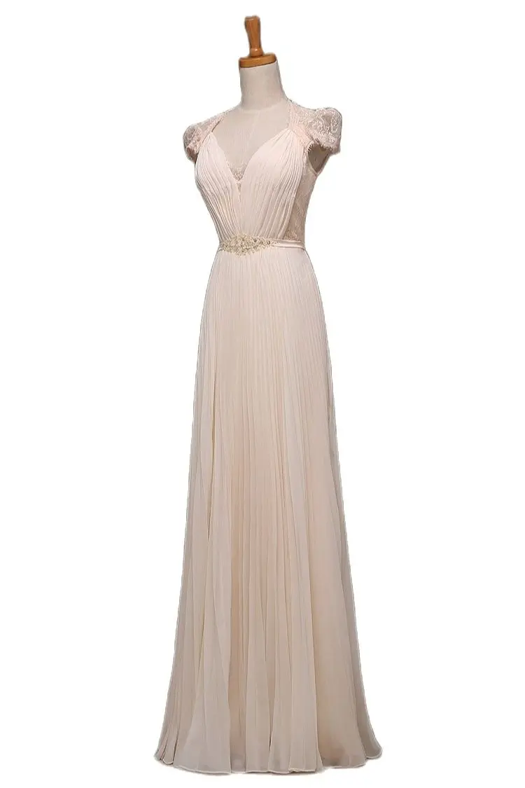 Saudi Arabia A-Line Short Sleeves V-Neck Floor-Length Plus Size Mother of the Bride Dress Beading Sashes 2021 Evening dresses | Свадьбы и
