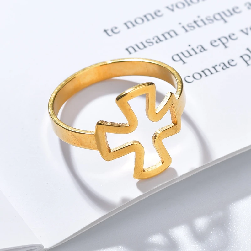 Модный полый Библейский крест текст Татуировка Иисуса мужские кольца для женщин