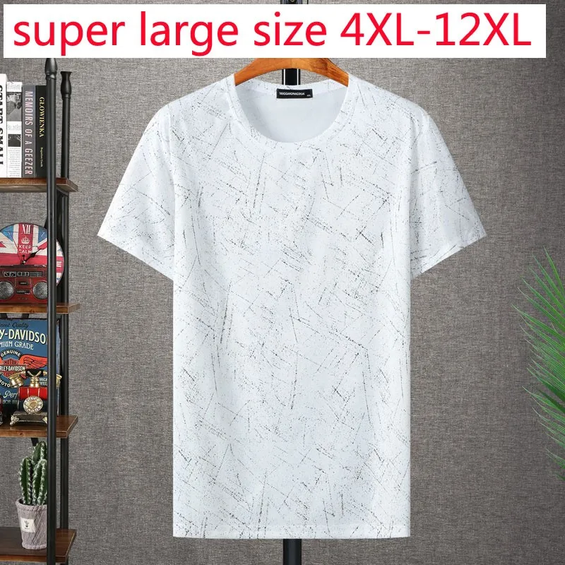 

New Arrival Super Large Summer Men Short Sleeve Loose Fashion O-neck Casual Knitted Men T Shirt Plus Size 4XL-9XL 10XL 11XL 12XL