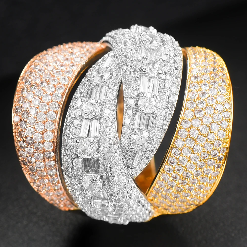 Женское кольцо с фианитами GODKI роскошное обручальное 4 слоями Ювелирное