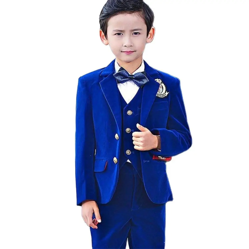 

3 шт., детский бархатный костюм, блейзер и брюки