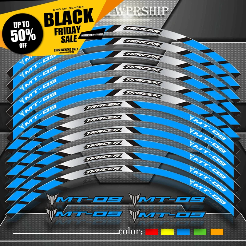 

Motorcycle front and rear wheels Edge Outer Rim Sticker Reflective Stripe Wheel Decals For YAMAHA MT-09 TRACER