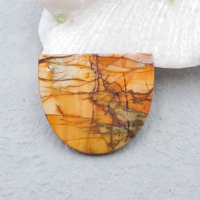 

Natural Stone Multi-Color Picasso Jasper Double Hole Necklace Pendant Bead 35x30x3mm 7g Fashion Jewelry Accessories