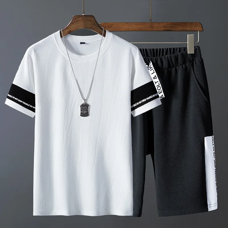 

Tracksuit Male Men Clothing Sportswear Set Fitness Summer Print Men Shorts + T shirt Men's Suit 2 Pieces Sets Plus Size 4XL 2020